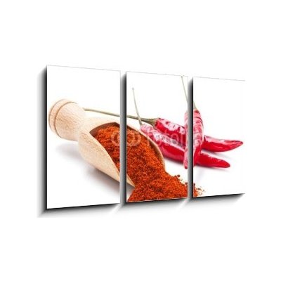 Obraz 3D třídílný - 90 x 50 cm - milled red chili pepper isolated on white mleté ??červené chilli papričky izolovaných na bílém – Zbozi.Blesk.cz