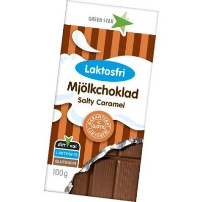 Green Star Mléčná čokoláda bez laktózy, slaný karamel 100 g