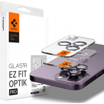 Kryt kamery SPIGEN OPTIK.TR ”EZ FIT” ochranné sklo 2-pack pro iPhone 14 Pro / 14 Pro Max tmavě fialový (AGL05597) – Zboží Živě