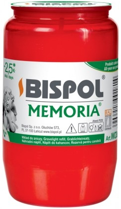 Bispol Memoria hřbitovní svíčka červená 155 g