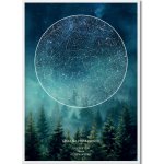 Jen tak z lásky Hvězdná mapa Vašeho životního okamžiku Rozměr plakátu: 50 × 70 cm (tištěný plakát), Barva pozadí: Les, Volba rámu: Černý dřevěný rám – Zboží Dáma