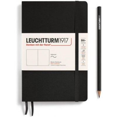 Leuchtturm1917 Zápisník Black Softcover B6+ čistý – Zboží Živě