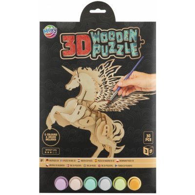 Grafix Dřevěné 3D puzzle 30 dílků + 6 ks akrylových barev Pegas – Hledejceny.cz