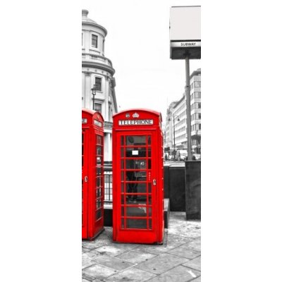 WEBLUX 39354761 Samolepka na lednici fólie Red telephone boxes and double Červené telefonní schránky a dvojité rozměry 80 x 200 cm – Zbozi.Blesk.cz