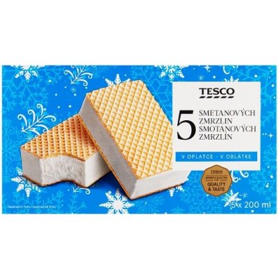 Tesco Smetanová zmrzlina v oplatce 5 x 200ml – Hledejceny.cz