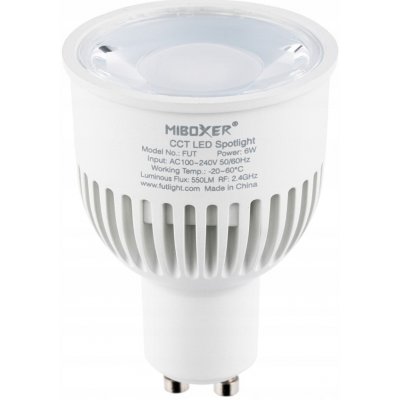 MiBoxer LED žárovka GU10 ovládaná přes 2,4Ghz, 6W, CCT – Sleviste.cz