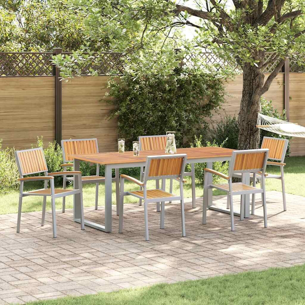 OMAXI 817212 Zahradní jídelní souprava 7 pcs Šedo-hnědá 200 x 90 x 75 cm