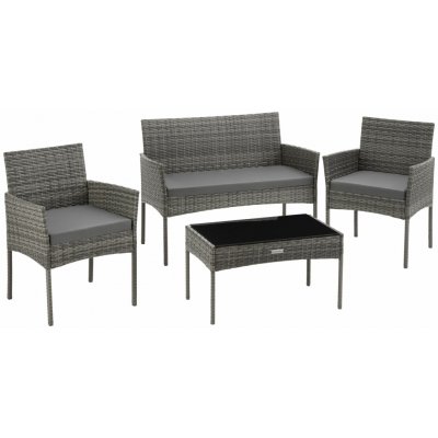 tectake 406018 ratanová zahradní sada palese pro 4 osoby šedá – Hledejceny.cz