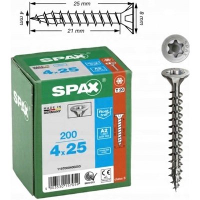 Šrouby do dřeva Spax 4 x 25 mm, 200 ks – Hledejceny.cz