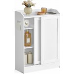 VASAGLE Koupelnová skříňka úzká s posuvnými dvířky bílá – Zbozi.Blesk.cz