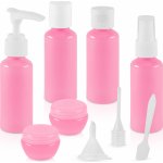 APT AG623 Souprava plastových lahviček a dóz na kosmetiku 9 dílů růžová – Zboží Mobilmania