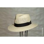 Klobouk Panama béžový s černou stuhou – Zboží Mobilmania