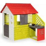 Smoby Domček s kuchynkou Nature červeno-zelená 3 okná+17 doplnkov SM810713 – Zboží Dáma