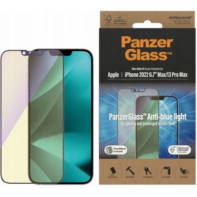 PanzerGlass ochranné sklo pro Apple iPhone 14 Plus/13 Pro Max s Anti-BlueLight vrstvou a instalačním rámečkem 2793