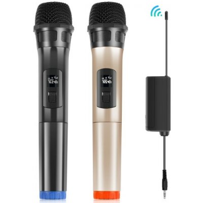 PULUZ Sada 2ks bezdrátové dynamické y UHF s LED displejem 1 x přijímač 3,5 mm – Sleviste.cz