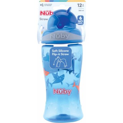 Nuby hrnek netekoucí se sklápěcí brčkem modrá 360 ml – Zboží Dáma
