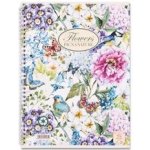 Pigna Nature Flowers kroužkový blok A4 čtverečkovaný – Zboží Živě