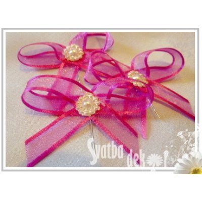 Svatební mašličky fuchsia s kytičkou - 20 ks – Zboží Dáma