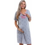 Kojící a těhotenská košilka Malé tlapky 1C3126 Psí šedo a růžová – Zboží Mobilmania