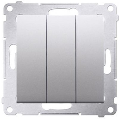 Simon DP31.01/43 Ovladač zapínací trojitý přístroj s krytem 10AX 250V bezšroubové stříbrná – Hledejceny.cz