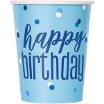 Unique Kelímky papírové Happy Birthday modré s puntíky 270 ml – Hledejceny.cz
