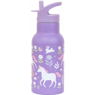 A Little Lovely Company nerezová lahev na pití 350 ml jednorožci a duha – Zboží Dáma