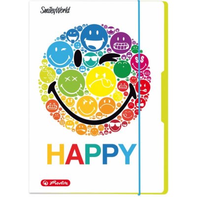 Herlitz papírové desky s gumou 3 klopy Smiley Rainbow