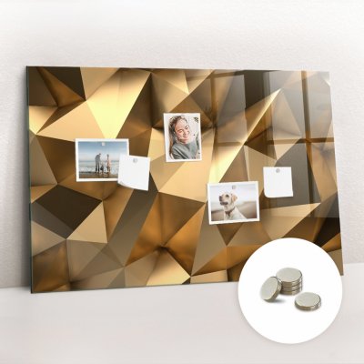 tulup Magnetická Tabule na Zeď Skleněná - Memo Board Kleněnou Přední Stranou - 5 magnetů v balení - 90 x 60 cm - Abstraktní trojúhelníky – Zboží Mobilmania
