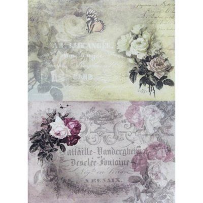 Itd. Collection Rýžový papír Dva obrázky růžičky a motýlek A4 – Zboží Dáma