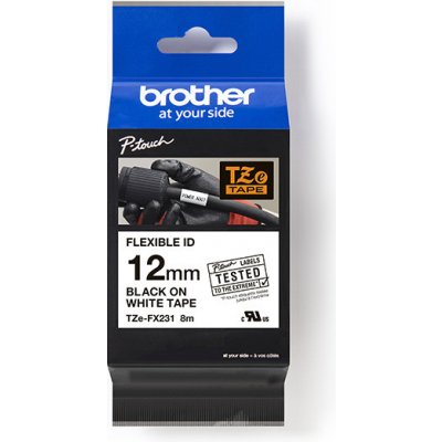 Brother TZE-FX231, černý tisk bílý podklad 8 m x 12 mm – Zboží Mobilmania