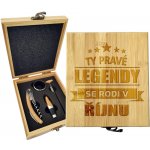 Sablio Dárková sada na víno Ty pravé legendy se rodí v říjnu: 147×168×49 mm – Hledejceny.cz