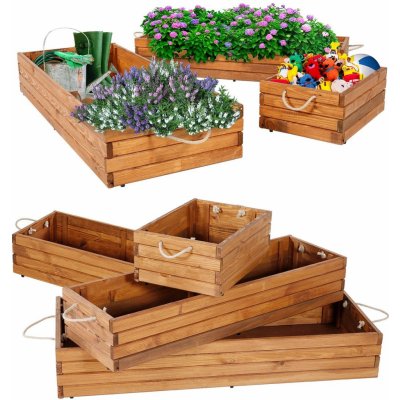 A-Z Reklama CZ Skládací dřevěný truhlík z borového dřeva 810 x 355 x 200 mm - tmavě hnědý – Zboží Živě