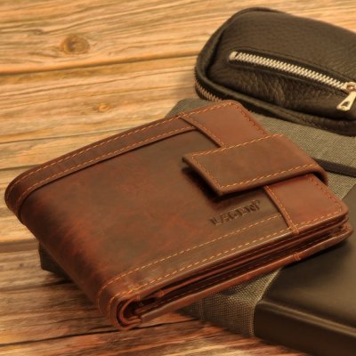 Pánská kožená hnědá peněženka V-05/M Lagen – Zboží Mobilmania