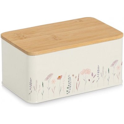 Zeller Kovová dóza s bambusovým víkem Flowers 1,65 l 20 × 12,5 × 9,5 cm – Zboží Dáma