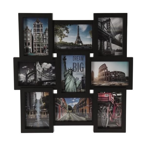Klasický fotorámeček Závěsný fotorámeček Paris, černá, 45,5 x 45,5 x 2,5 cm