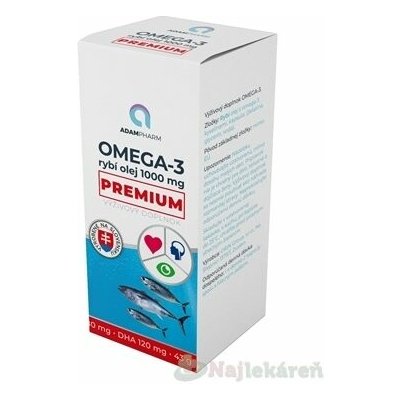 ADAMPharm OMEGA-3 rybí olej 1000 mg Premium 60 kapslí – Hledejceny.cz