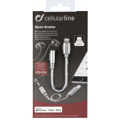 Extra odolný adaptér Cellularline Music Enabler z konektoru Lightning na 3,5 mm jack, MFI certifikace, šedý – Zboží Živě