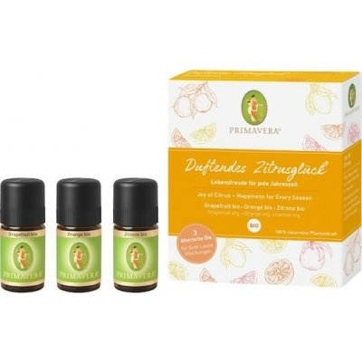 Primavera Esencialni oleje Duftendes Zitrusglück Grapefruit bio 5 ml + pomeranc bio 5 ml + citron bio 5 ml – Hledejceny.cz