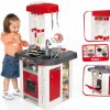 Dětská kuchyňka Smoby 311003 elektronicka kuchyňka TEFAL STUDIO červeno-bílá so sodovkou a opečenými potravinami zvuková + 27 doplňků 100 cm