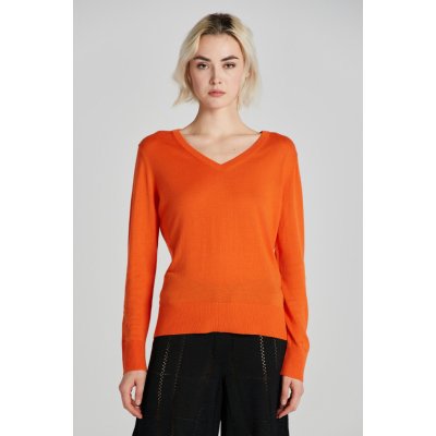 Gant svetr FINE KNIT V-NECK oranžová – Zboží Mobilmania