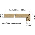 TOPSET Vnitřní parapet dřevotříska s nosem 150x150 mm