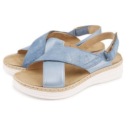 Vlnka Dámské kožené sandály Danka modrá – Sleviste.cz
