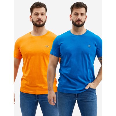 Calvin Klein Sada dvou pánských triček Jeans modré oranžové