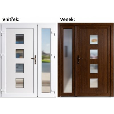 Soft Dvoukřídlé vchodové 010+Sklo Nisip Zlatý dub/bílá levé 150 x 200 cm – Hledejceny.cz