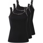 esmara dámský vroubkovaný top s krajkou 3 ks černá – Hledejceny.cz