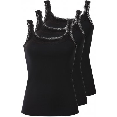 esmara dámský vroubkovaný top s krajkou 3 ks černá – Hledejceny.cz