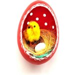 Velikonoční Husí kraslice vrtaná s kuřátkem červený ornament – Hledejceny.cz
