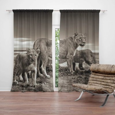 Závěsy Lvice a lvíčata: 2 ks - 140x250 cm - Sablio – Sleviste.cz