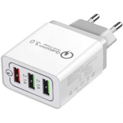 SES Univerzální rychlonabíjecí síťový adaptér nabíječka do zásuvky 3x USB - bílý 5032 – Zboží Živě