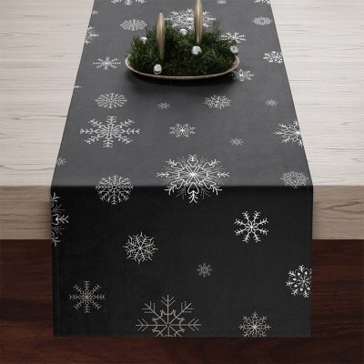 Mybesthome Ubrus běhoun Snowflake černá/stříbrná 40x140cm – Zboží Mobilmania